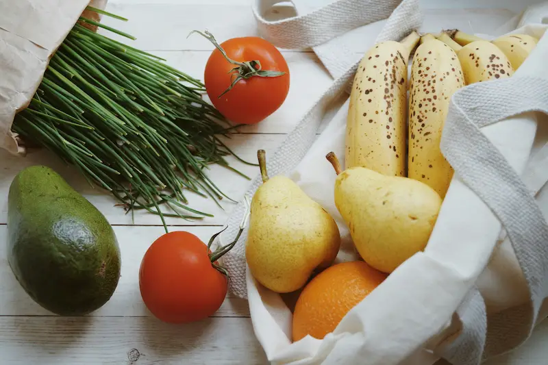 Fresh groceries including fruit and vegetables, representing the Vitality HealthyFood cashback benefit